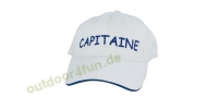 Sea - Club Cap - CAPITAINE, Wei aus Baumwolle blau bestickt
