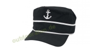 Sea - Club Cap - Anker, Schwarz aus Baumwolle, Weiß bestickt