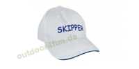 Sea - Club Cap - SKIPPER, Weiß aus Baumwolle blau bestickt