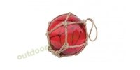 Sea - Club Fischer-Kugel aus Glas im Netz, Rot,  15 cm