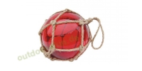 Sea - Club Fischer-Kugel aus Glas im Netz, Rot,   17,5 cm