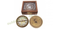 Sea - Club Kompass aus Messing antik in einer Holzbox mit...