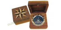 Sea - Club Kompass in Holz aus Messing und Kupfer, 7,5 x...