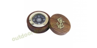 Sea - Club Kompass mit Deckel aus Holz aus Messing,  7,5 cm