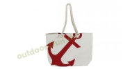Sea - Club Shopping-Tasche mit Ankerdruck, Beige/Rot aus...