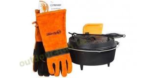 Petromax Feuertopf Starterset ft3 (Dutch Oven mit Standfssen) inkl. Handschuhe + Deckelheber + Schaber