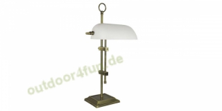 Sea - Club Bankers-Lampe, Eisen vermessingt antik mit Opalglasschirm, 230V, E27, 60W, Hhe 55 cm