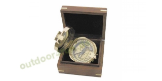 Sea - Club Brunton-Kompass aus Messing in einer Holzbox,  7,5 cm