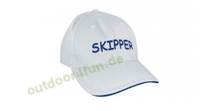 Sea - Club Cap - SKIPPER, Wei aus Baumwolle blau bestickt