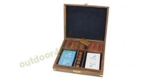 Sea - Club Domino-Wrfel-Karten-Box, Holz, inklusive doppeltem Kartenspiel, 21 x 17,5 x 4,5 cm