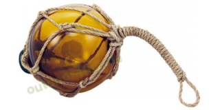 Sea - Club Fischer-Kugel aus Glas im Netz, Amber,  10 cm