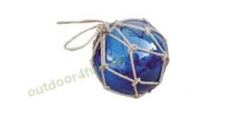 Sea - Club Fischer-Kugel aus Glas im Netz, Blau,  17,5 cm