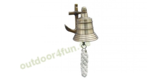 Sea - Club Glocke mit Anker-Wandhalterung aus Messing antik  mit Bndsel,  5,5 cm