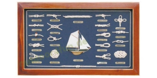 Sea - Club Knotentafel hinter Glas aus Holz, 51 x 31 cm - Knotennamen in DEUTSCH