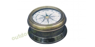 Sea - Club Kompass aus Messing antik mit Glasdeckel, Hhe 3 cm,  6 cm