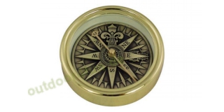 Sea - Club Kompass mit 3D-Windrose aus Messing,  5,7 cm, Hhe 1,5 cm