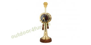 Sea - Club Lampe - Maschinentelegraf aus Messing und Holz elektrisch 230V, E14/27, Hhe 59,5 cm,  15 / 35 cm