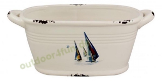 Sea - Club Ovaler Topf - Boote-Design, Steingut lackiert, Hhe  8,5 cm, 21 x 10 cm