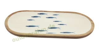 Sea-Club Platte - Fische, oval, Mango-Holz emailliert, 40x18,5x2,5cm
