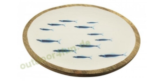 Sea-Club Platte - Fische,  rund,  Mango-Holz emailliert, 40x18,5x2,5cm