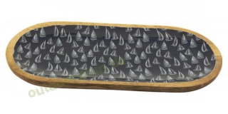 Sea-Club Platte - Segelboote, oval, Mango-Holz emailliert, 40x18,5x2,5cm