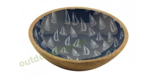 Sea-Club Schale - Segelboote, Mango-Holz emailliert,  25cm, H: 7,5cm
