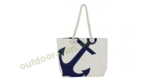 Sea - Club Shopping-Tasche mit Ankerdruck in Beige und Blau aus Baumwolle, 40 / 50 x 12 x 36 cm