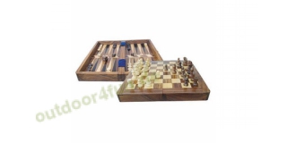 Sea - Club Spiel  Schach & Backgammon, Holz, aufgeklappt: 25,5 x 25,5 x 2,2 cm