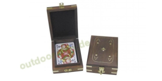 Sea - Club Spielkartenbox, Holz, inklusive Kartenspiel, 11,5 x 9 x 3,7 cm