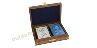Sea - Club Spielkartenbox, Holz, inklusive doppeltem Kartenspiel, 16,5 x 12 x 4 cm